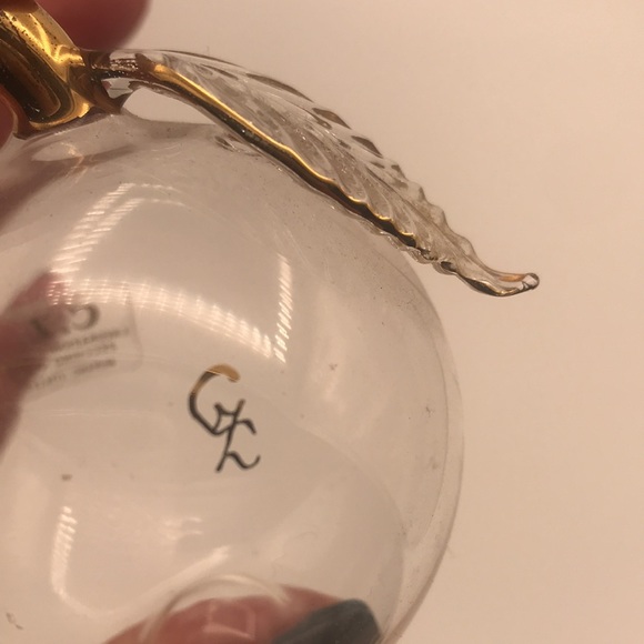 C.Z. Lavorazione in Oro Zecchino 1000 Murano Italy Clear Glass w/24k Gold Apple - Picture 6 of 9